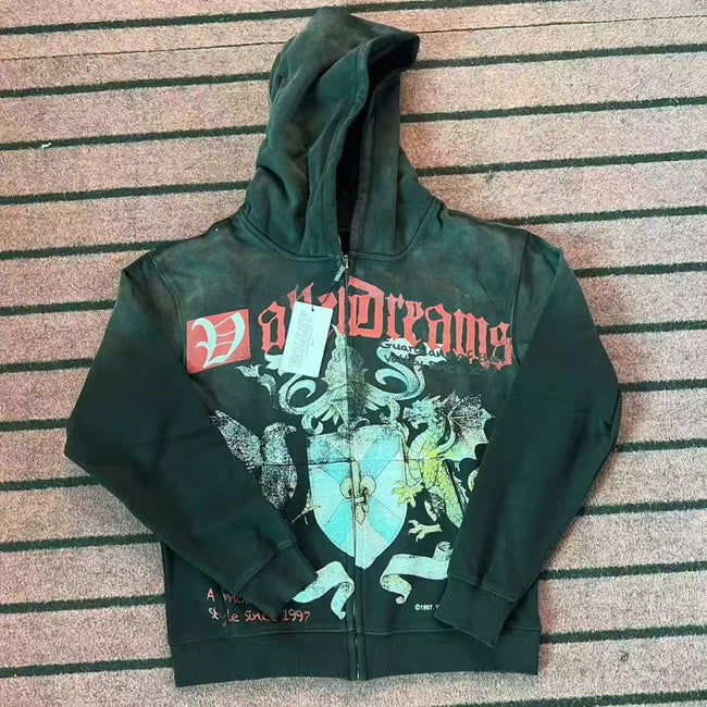 Vale Forever Valley Dreams Crest & Shield Graphic Vintage Wash Full-Zip Hoodie Hover Image