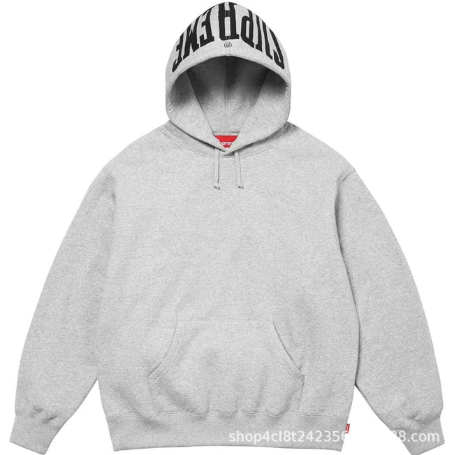 Supreme Hooded Sweatshirt with Hood Logo - Heather Grey Hover Image