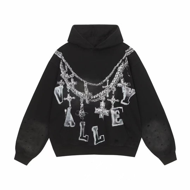 Vale Forever Valley Cross Necklace & Chain Graphic Vintage Wash Hoodie black Hover Image