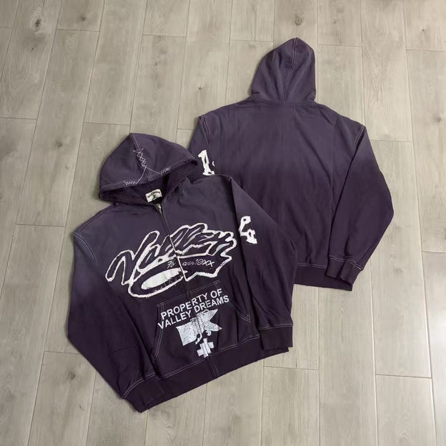 Vale Forever Valley Property Crest Contrast Stitch Vintage Wash Full-Zip Hoodie purple Hover Image