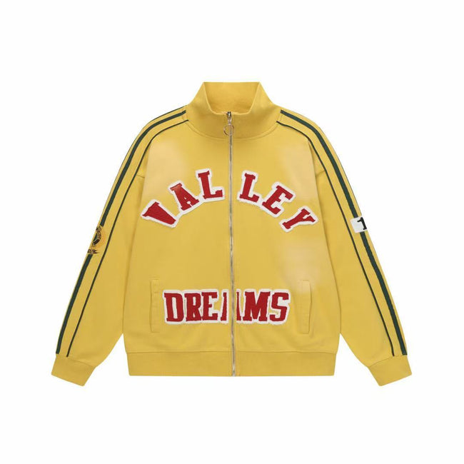 Vale Forever Valley Dreams Chenille Patch Lettering Vintage Wash Track Jacket yellow Hover Image