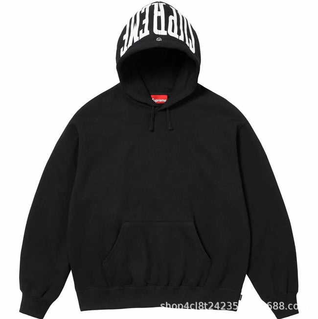 Supreme Hooded Sweatshirt with Hood Logo - Black Hover Image