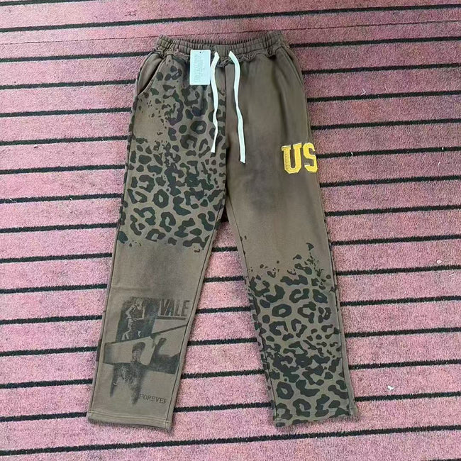 Vale Forever Leopard & Vintage Wash Full-Zip Sweatpants Khaki Hover Image