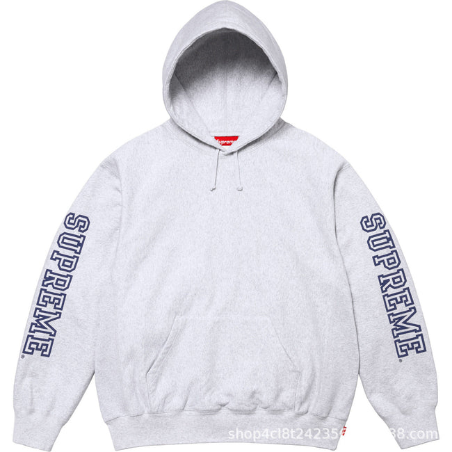 Supreme Sleeve Logo Hooded Sweatshirt - Heather Grey Hover Image