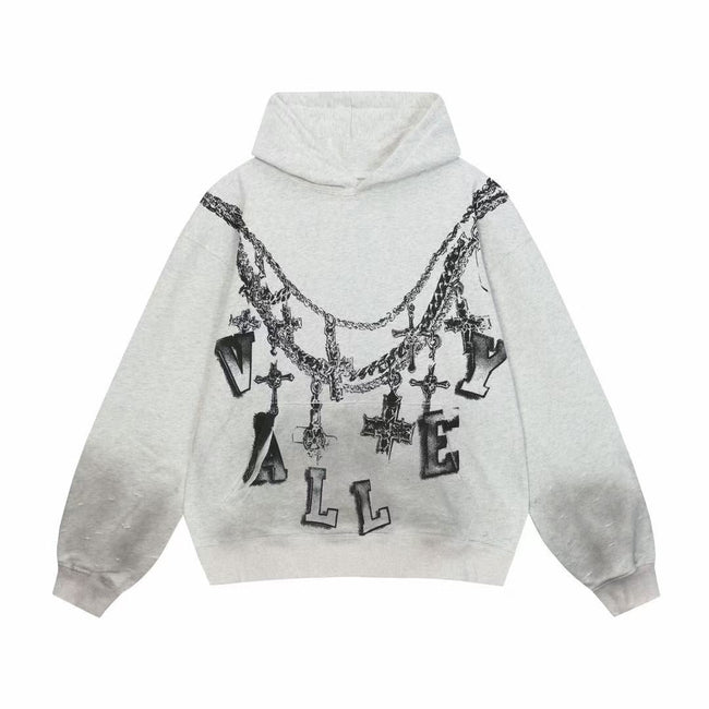 Vale Forever Valley Cross Necklace & Chain Graphic Vintage Wash Hoodie white Hover Image