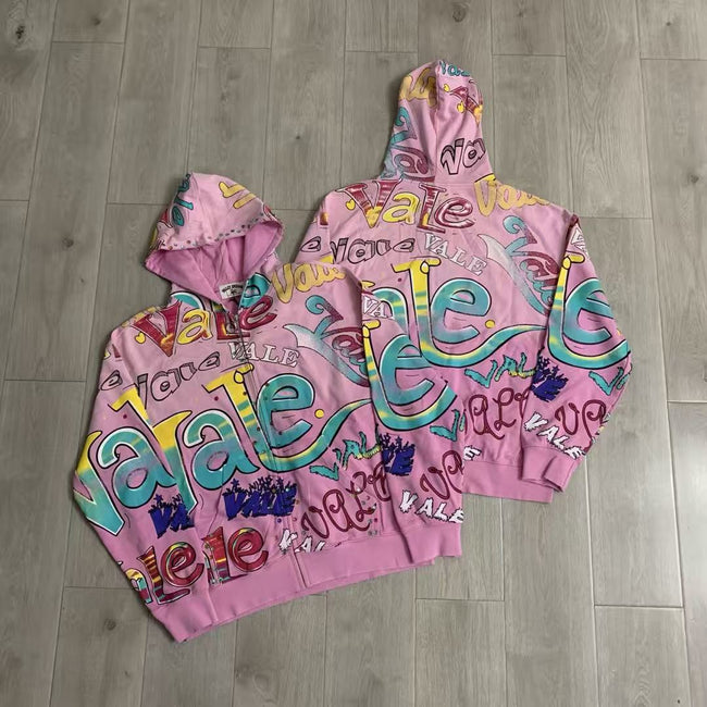 Vale Forever All-Over Vale Graffiti Print Vintage Wash Full-Zip Hoodie pink Hover Image