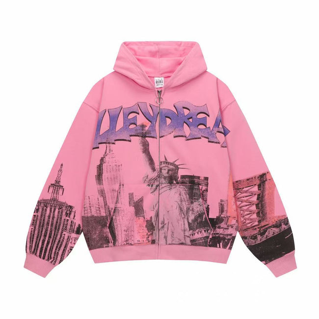 Vale Forever Valley Dreams Skyline & Statue of Liberty Graphic Full-Zip Hoodie Hover Image