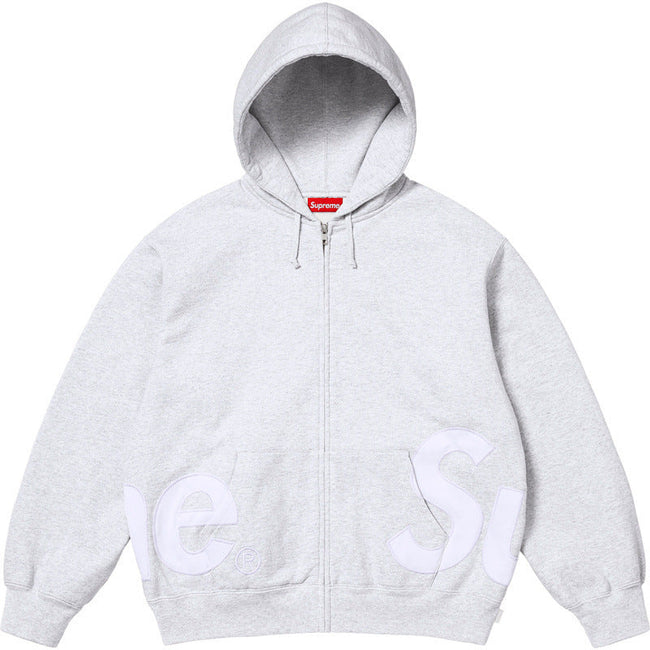 Supreme Big Logo Hooded Zip-Up Sweatshirt - Heather Grey Hover Image