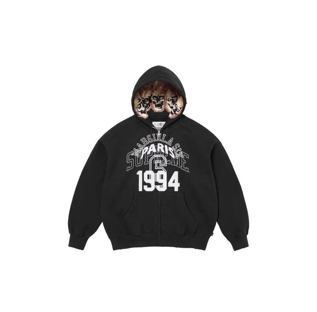 Supreme Paris 1994 Skull Hood Inner Print Full Zip Hoodie - Black Hover Image