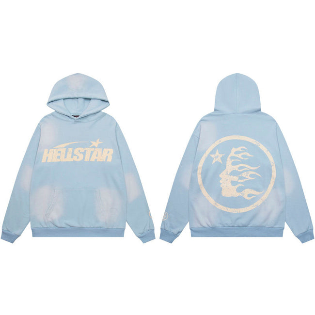 HELLSTAR Star Graphic Light Blue Hoodie Hover Image