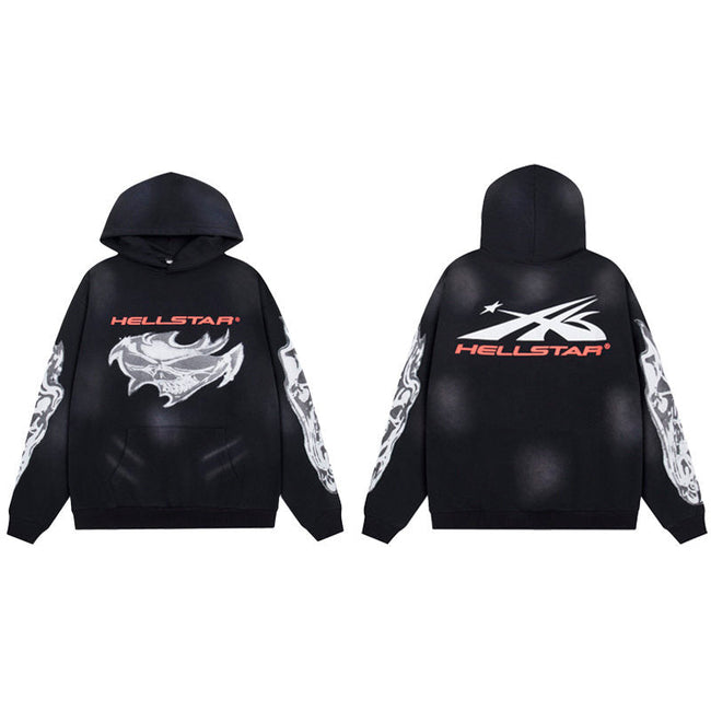 HELLSTAR Skull Graphic Black Hoodie Hover Image