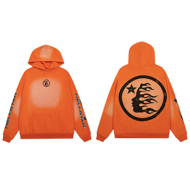 HELLSTAR Flame Logo Orange Hoodie Hover Image