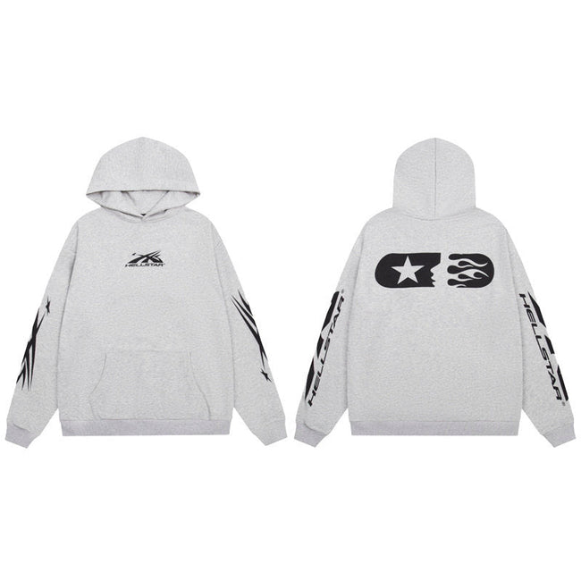 HELLSTAR Star Flame Grey Hoodie Hover Image