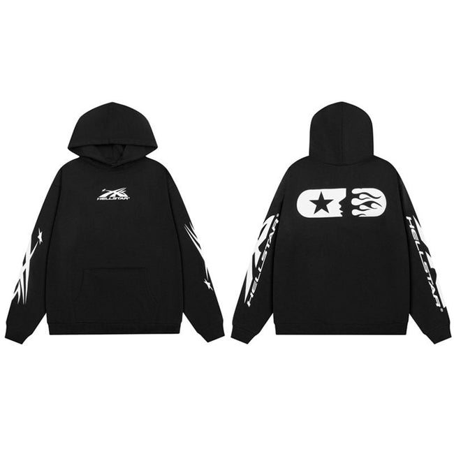 HELLSTAR Star Graphic Black Hoodie Hover Image