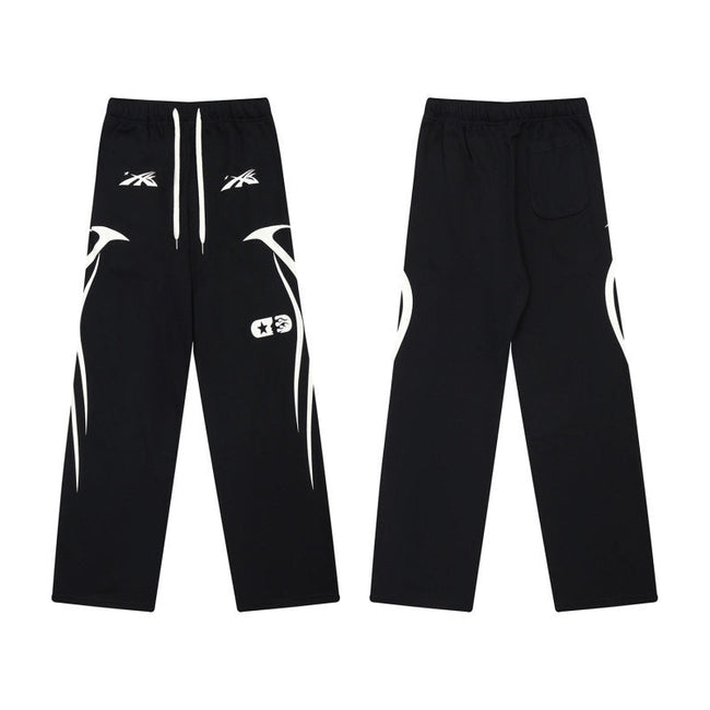 HELLSTAR Side Graphic Wide Leg Sweatpants Black Hover Image