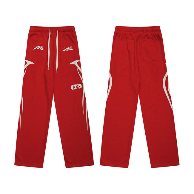 HELLSTAR Side Graphic Wide Leg Sweatpants Red Hover Image
