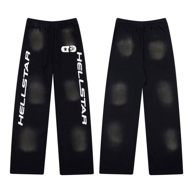 HELLSTAR Logo Print Sweatpants Black Hover Image