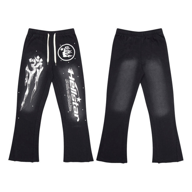 HELLSTAR Black Graphic Flare Sweatpants Hover Image