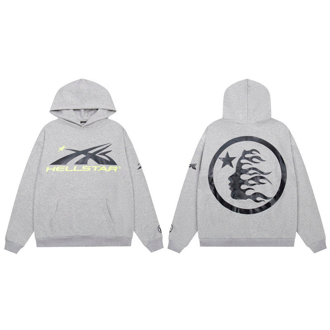 HELLSTAR Star Graphic Grey Hoodie Hover Image