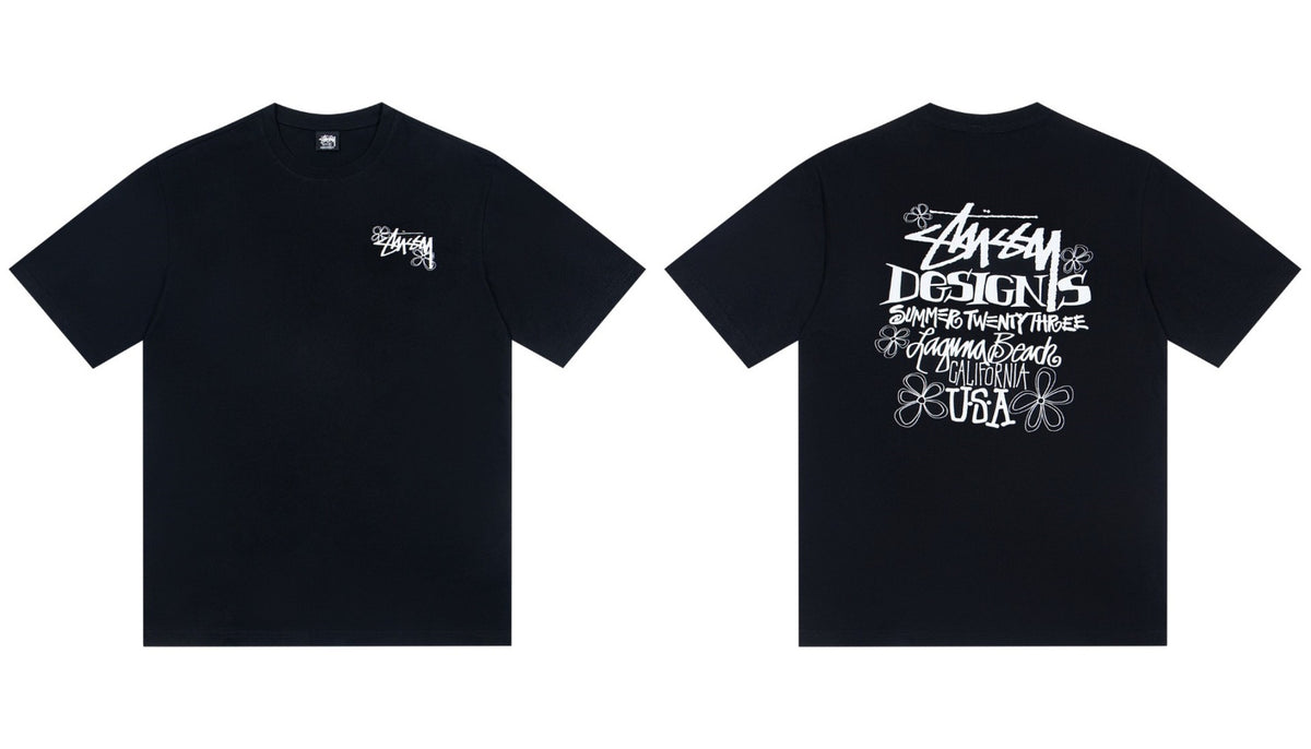 STUSSY Floral Design Graphic T-Shirt