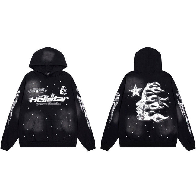 HELLSTAR Cosmic Flame Black Hoodie Hover Image