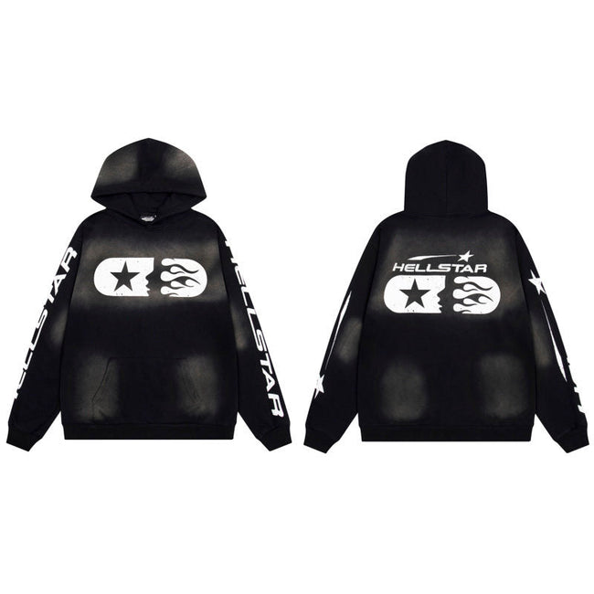HELLSTAR Star Flame Black Hoodie Hover Image