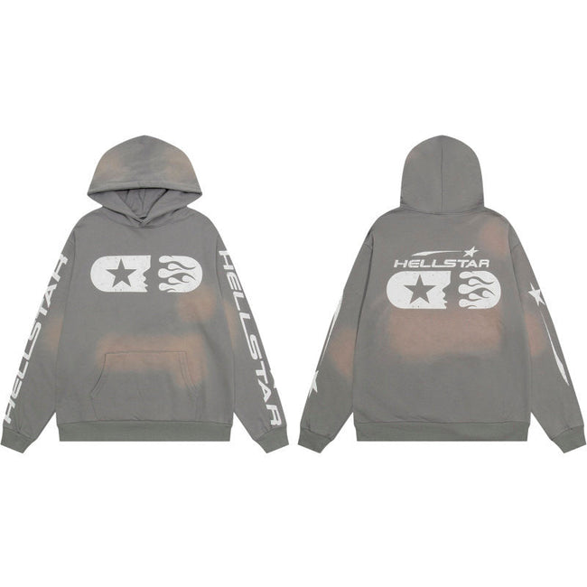 HELLSTAR Star Flame Grey Hoodie Hover Image