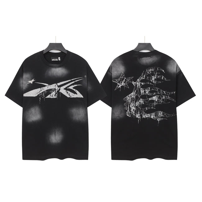 HELLSTAR Distressed Flame Graphic T-Shirt – Black Hover Image