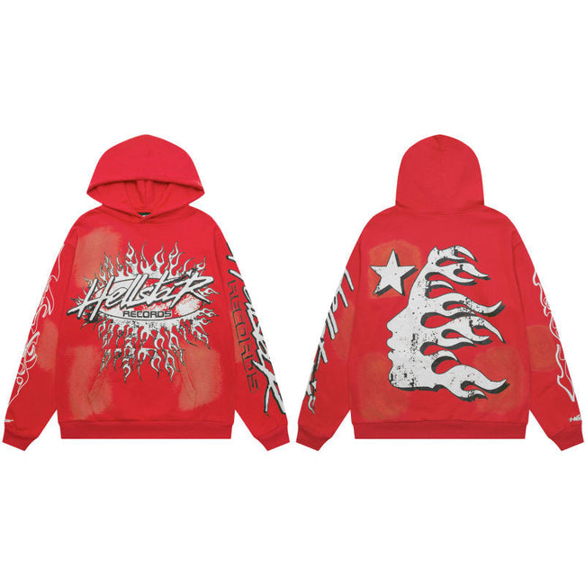 HELLSTAR Records Flame Red Hoodie Hover Image