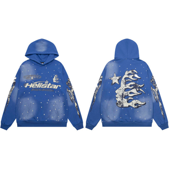 HELLSTAR Star Flame Hoodie – Blue Hover Image