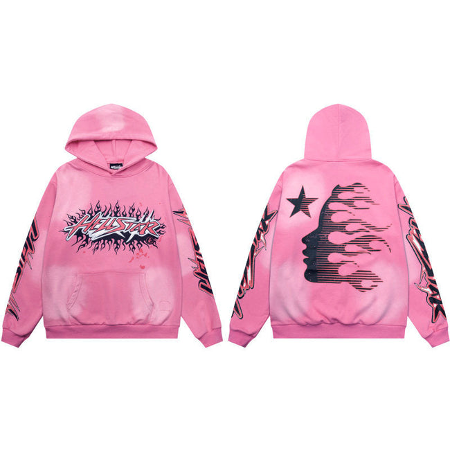 HELLSTAR Flame Graphic Hoodie – Pink Hover Image