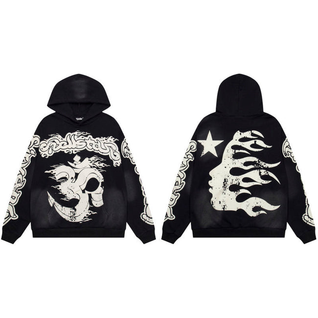 HELLSTAR Flame Star Graphic Hoodie – Black Hover Image