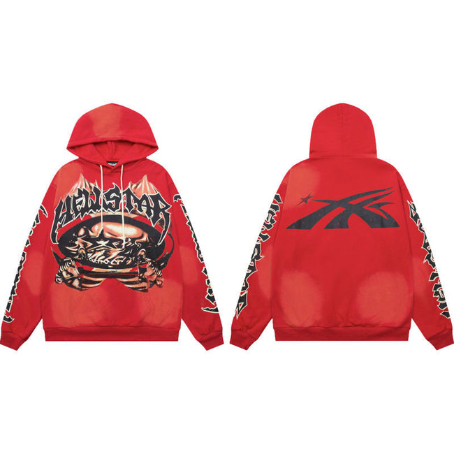 HELLSTAR Graphic Skull Hoodie – Red Hover Image