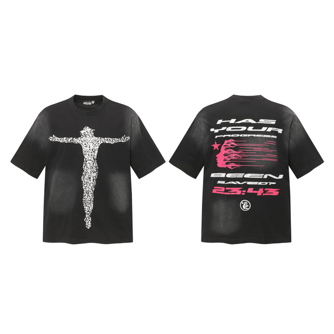 HELLSTAR Pink Graphic Oversized T-Shirt Hover Image
