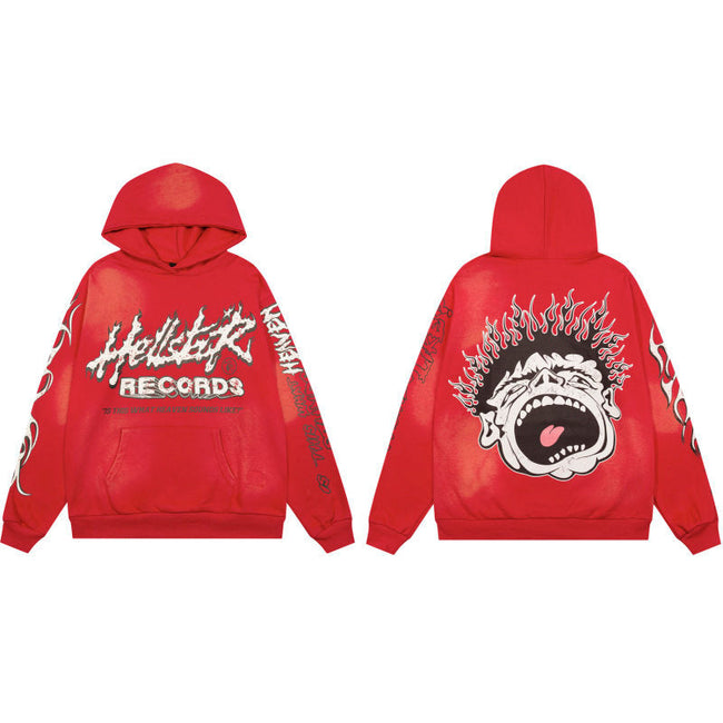 HELLSTAR Records Graphic Red Hoodie Hover Image