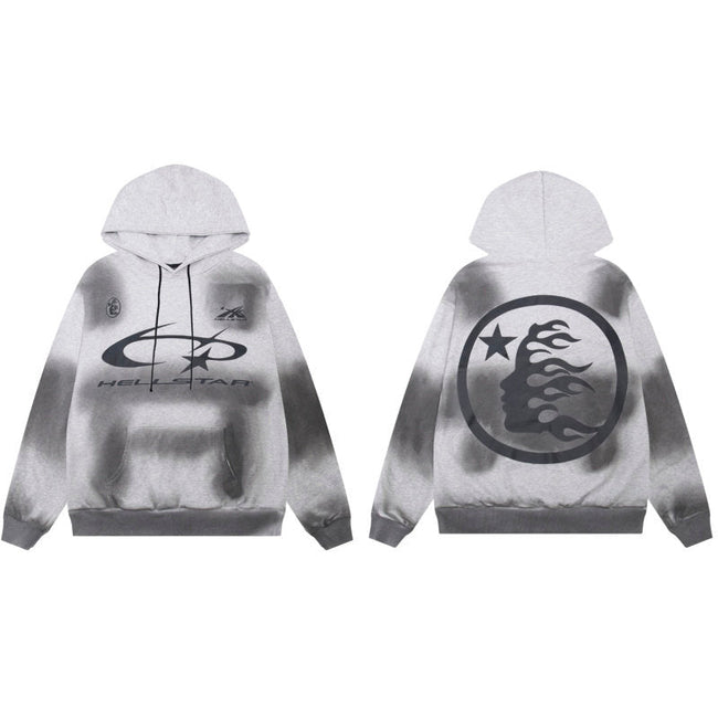 HELLSTAR Washed Grey Graphic Hoodie Hover Image
