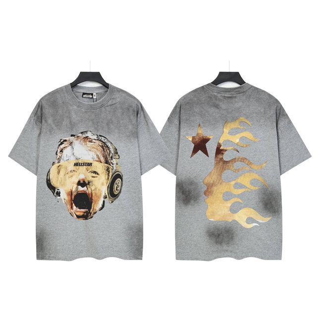 HELLSTAR Star Flame Graphic T-Shirt – Grey Hover Image