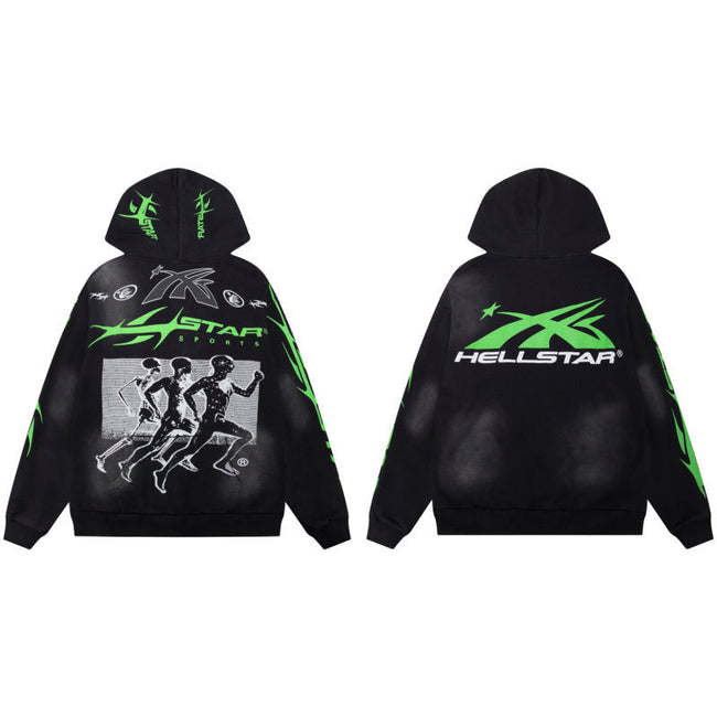 HELLSTAR Sport Runner Graphic Black Hoodie Hover Image