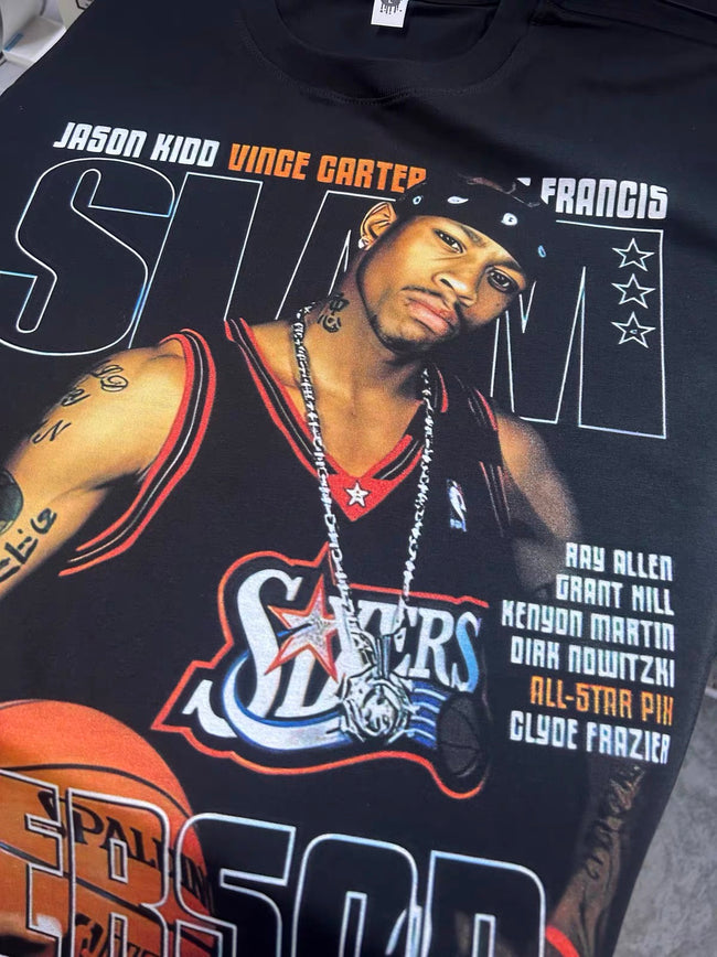 ShineNest Vintage Basketball Magazine Graphic Tee Main Image