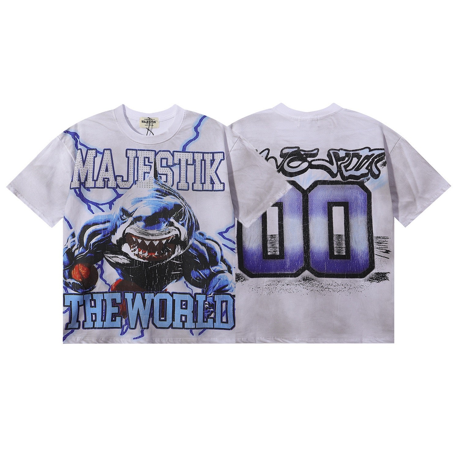 Shark Graphic Oversized T-Shirt – Vintage Streetwear Football Style Tee
