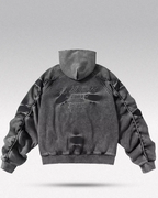Acid wash zip up hoodie "Onyx"