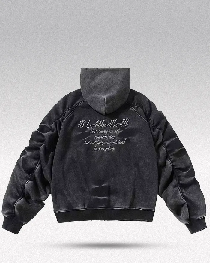 Acid wash zip up hoodie "Onyx"