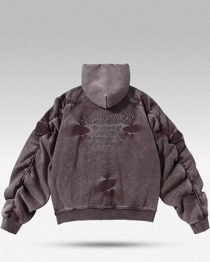 Acid wash zip up hoodie "Onyx"