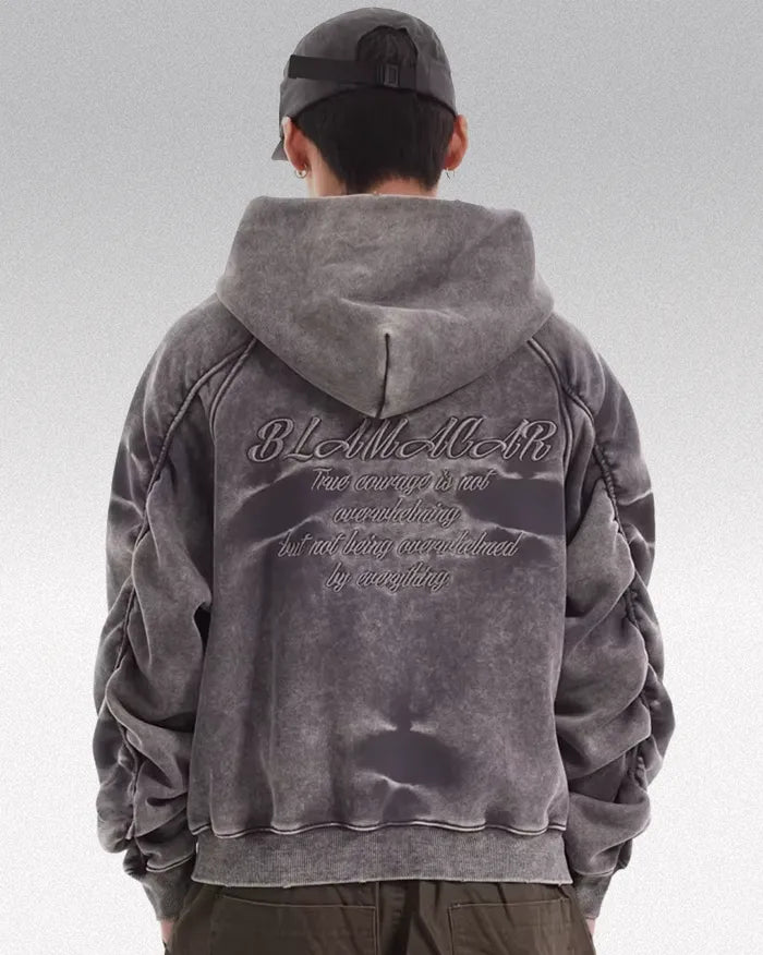 Acid wash zip up hoodie "Onyx"
