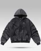 Acid wash zip up hoodie "Onyx"