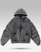 Acid wash zip up hoodie "Onyx"