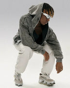 Acid washed zip up hoodie "Saber"