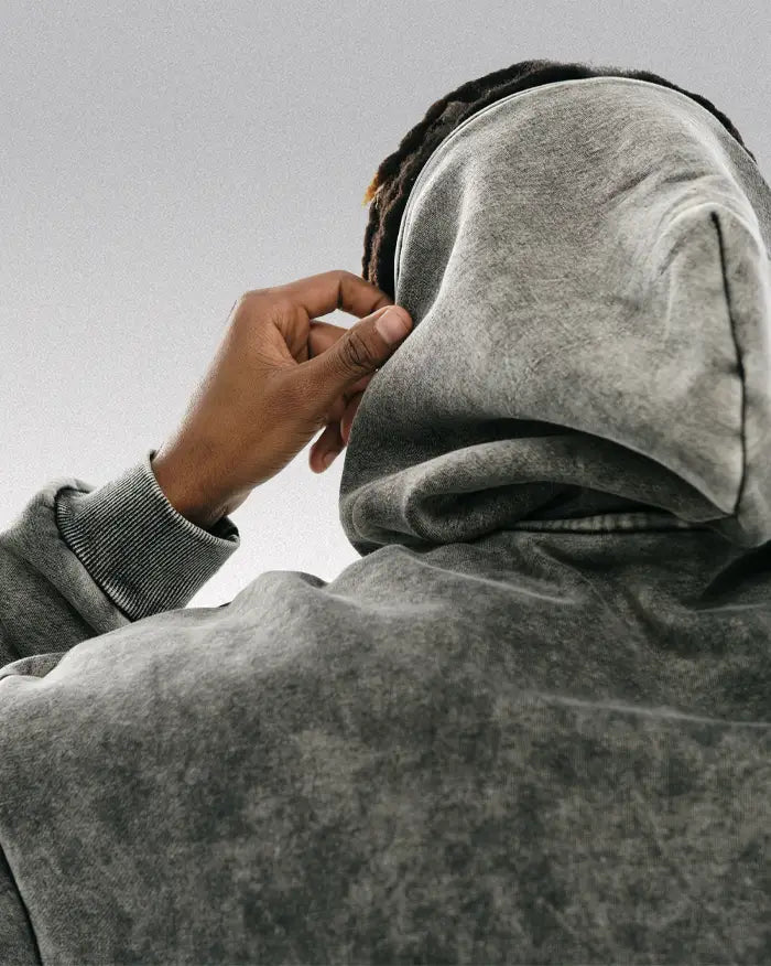 Acid washed zip up hoodie "Saber"