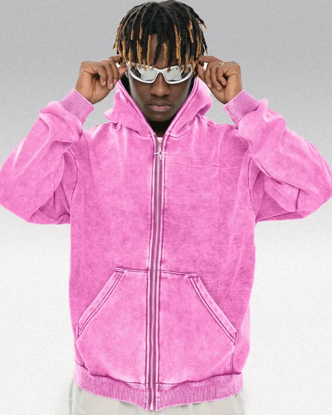 Acid washed zip up hoodie "Saber" Main Image