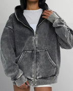 Acid washed zip up hoodie "Saber"